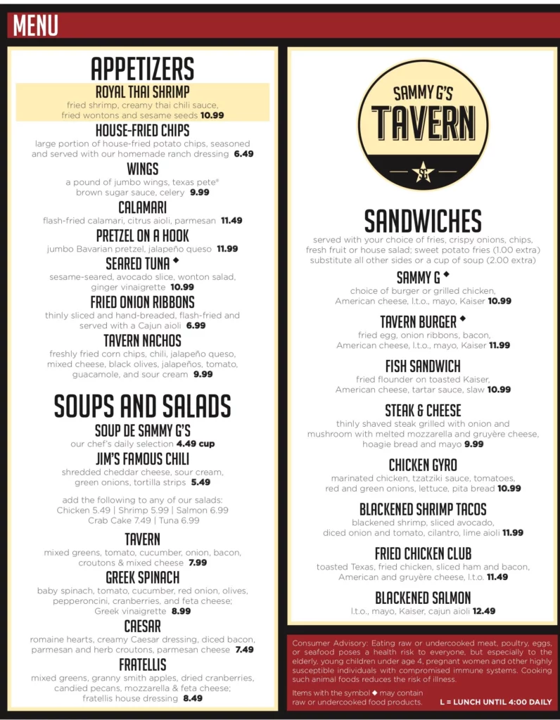 limited menu example 2